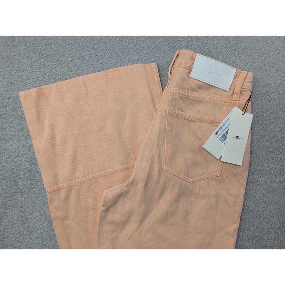 7 For All Mankind Denim Lustre Trouser PS4 Peach Wide Leg Split Hem Size 23